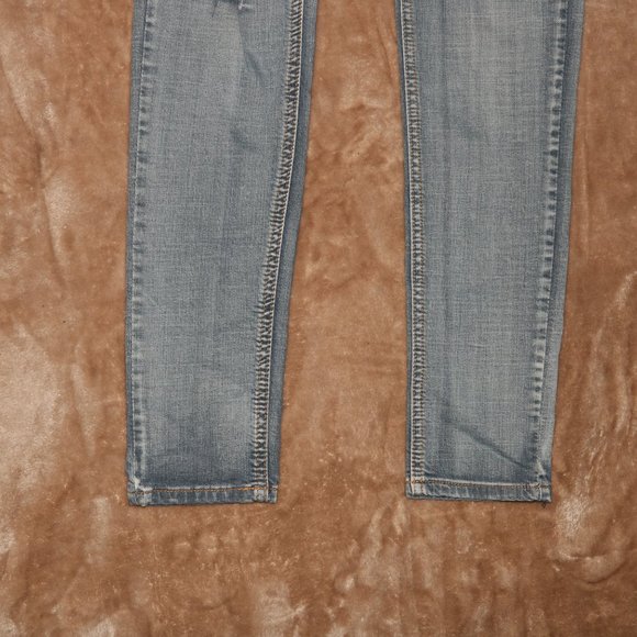 Exocet Distressed Camouflage Blue Jeans - Pyramid Stud Embellished w27x29 inseam - Picture 4 of 13